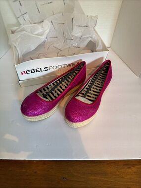 rebels Fuchsia Glitter Espadrille Flats